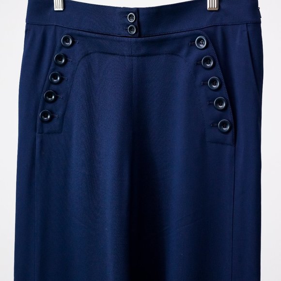 Chloe Deep Blue Wide-Leg High Waisted Trousers - Picture 3 of 11
